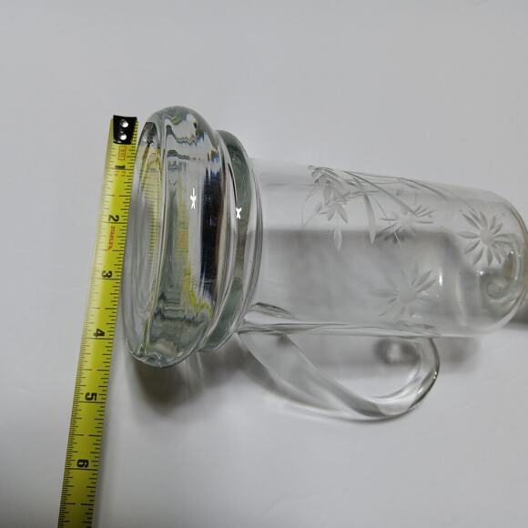 Crystal Decanter 11" tall (sith stopper) Clear Floral Cut Design Handle - Picture 9 of 13